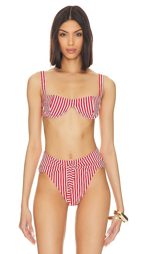 WeWoreWhat Sorrento Bikini Top in Red. Product Image