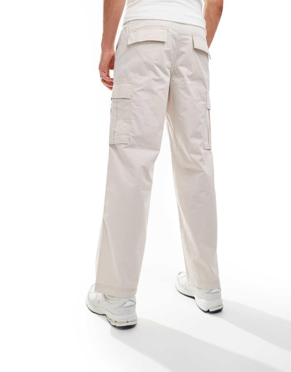 Jack & Jones bill wide fit cargo pants in beige Product Image