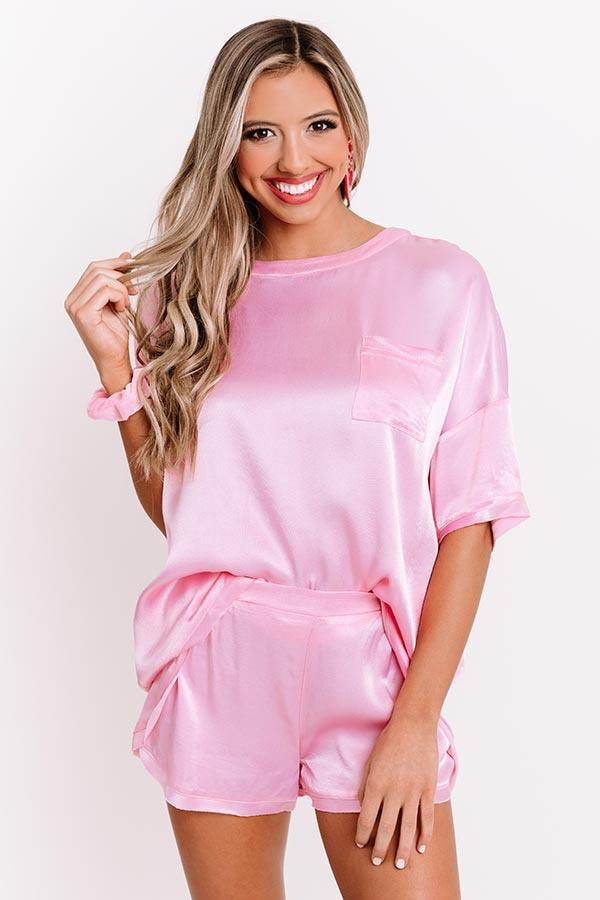 Slip Into Sweetness Satin Shift Top in Pink Product Image