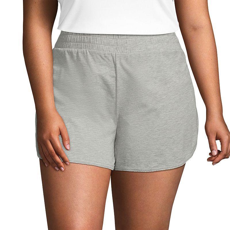 Plus Size Lands End Womens Comfort Knit Pajama Shorts with Built-In Brief Panty Gray Grey Product Image