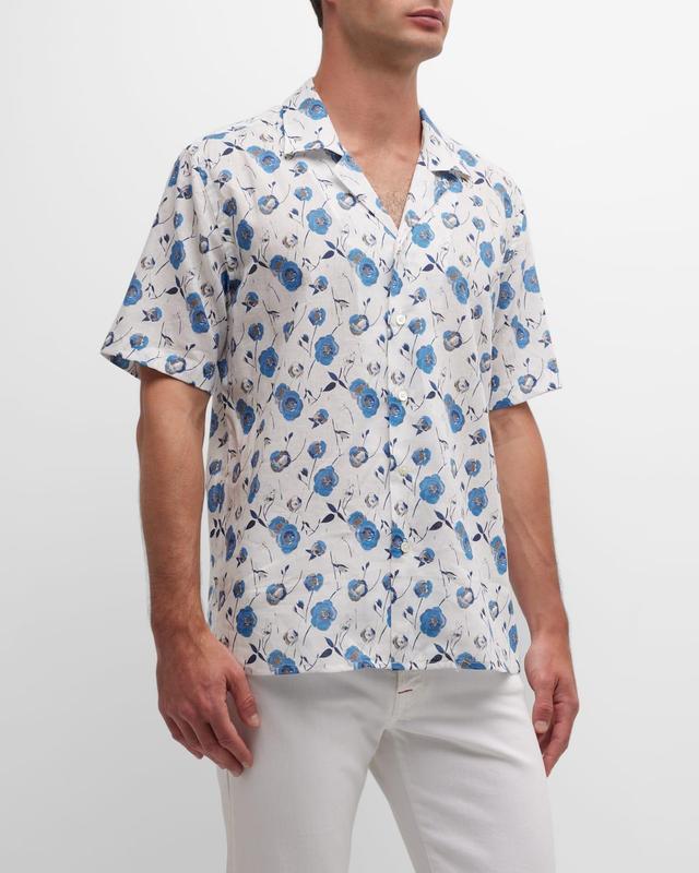 Mens Linen-Cotton Floral Camp Shirt Product Image