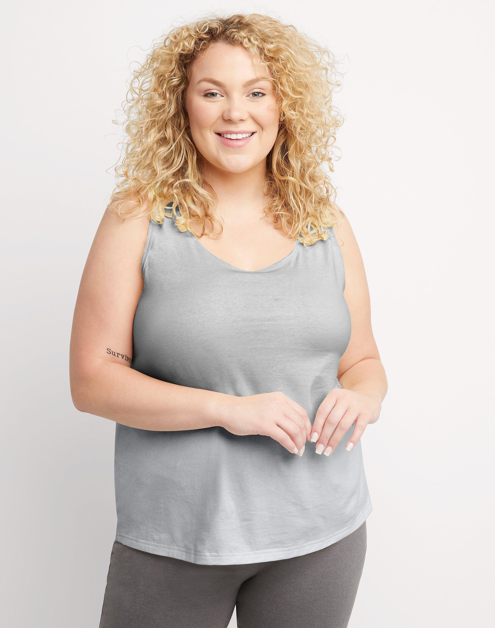 Hanes Originals Womens Tank Top, Plus Size White 2X Product Image