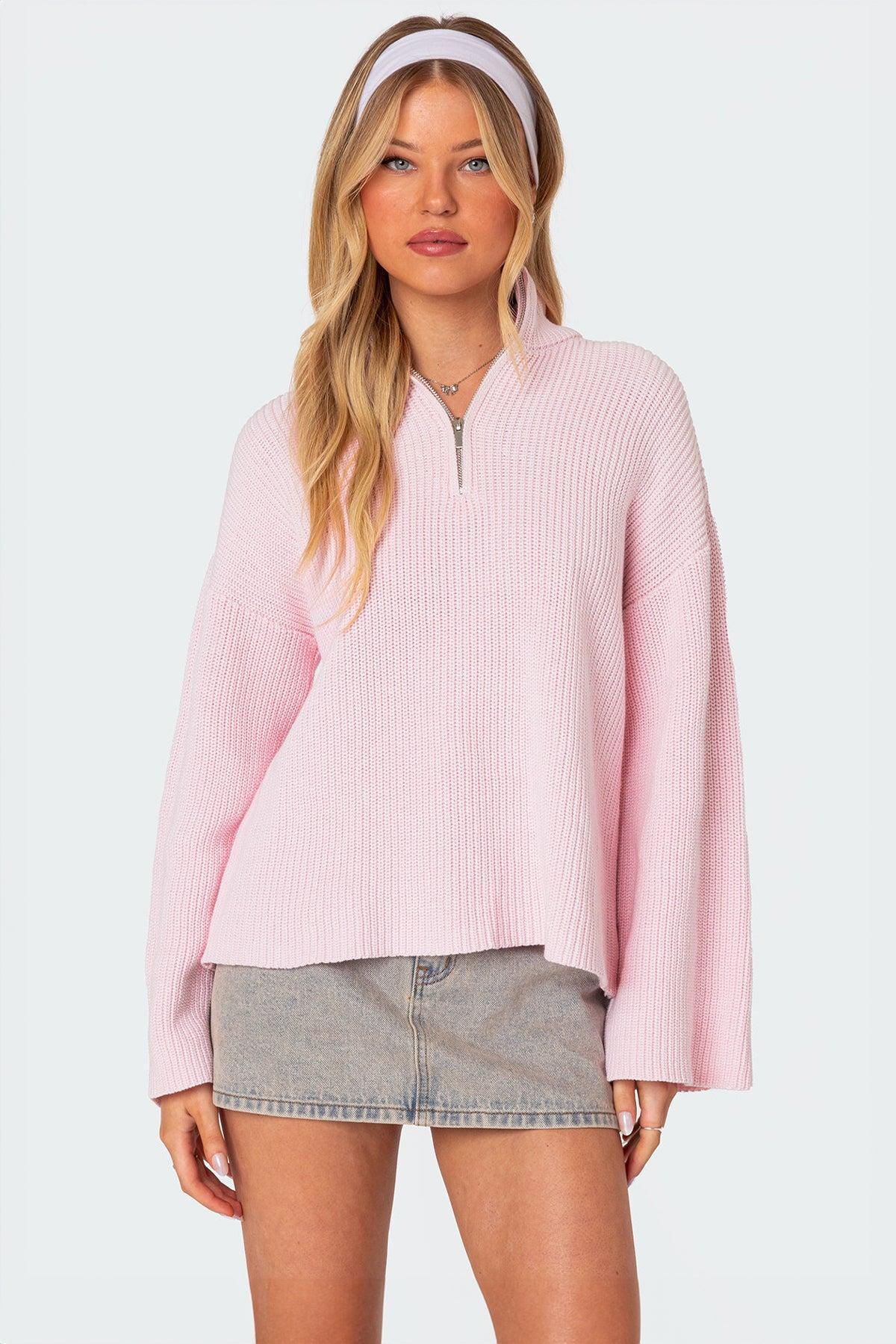 Amour High Neck Oversized Zip Sweater product image