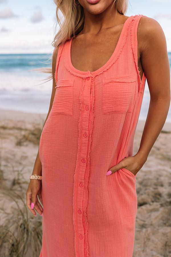 Free Spirited Frayed Midi in Coral Product Image