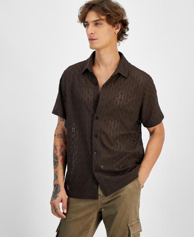 Guess Mens Reeves Woven Short Sleeve Button-Up Shirt Product Image