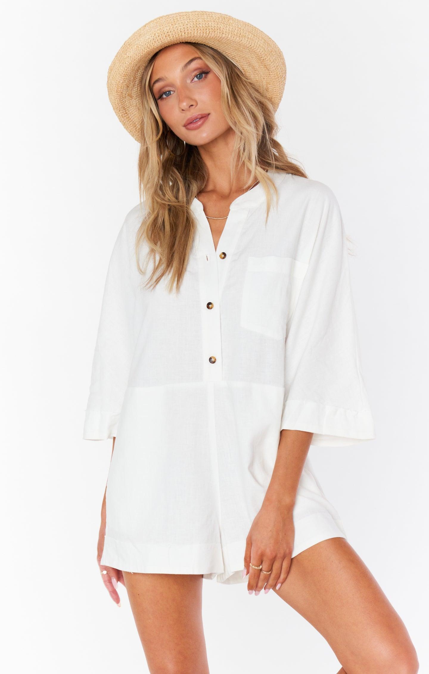 Horton Romper ~ White Linen Product Image