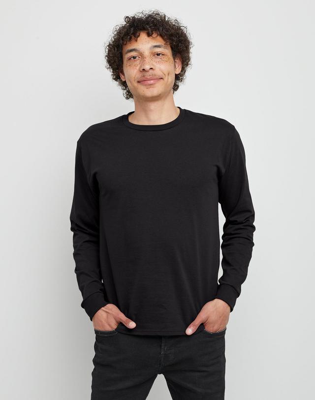 Hanes Essentials Mens Cotton Long Sleeve T-Shirt, Value 4-Pack Black M Product Image