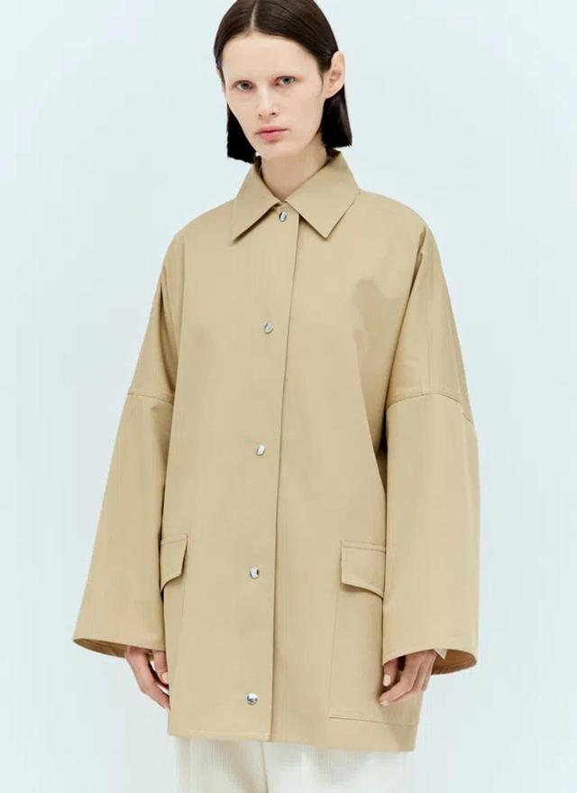 Twill Overshirt Jacket In Cream Product Image