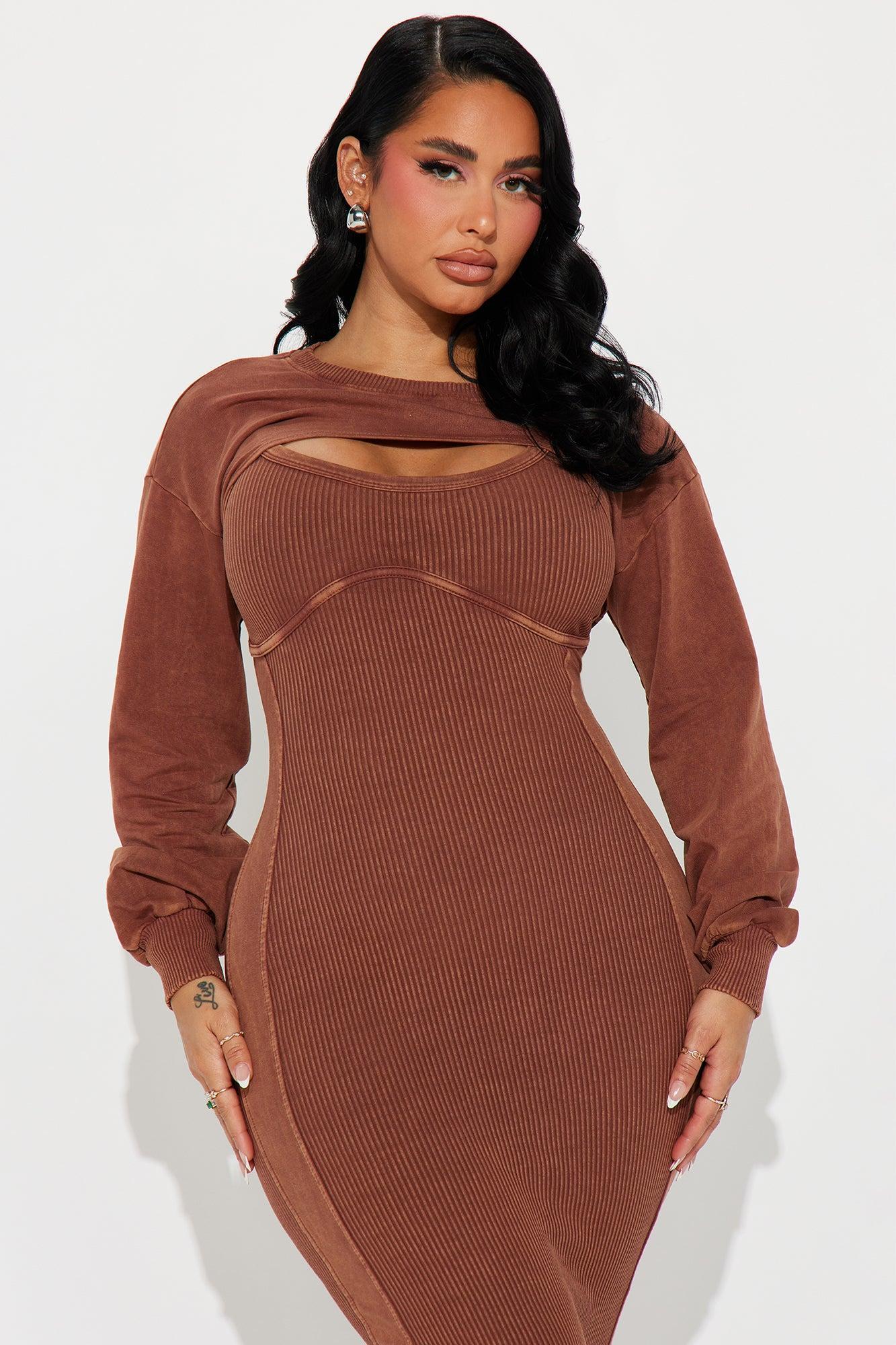 Stephanie 2 Piece Dress Set - Cognac Product Image