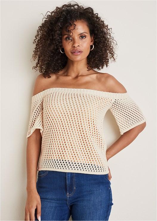 Off-Shoulder Knit Sweater Product Image