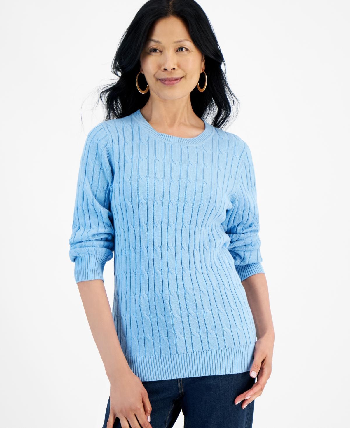 Style & Co Womens Cotton Cable-Knit Crewneck Sweater, Created for Macys Product Image