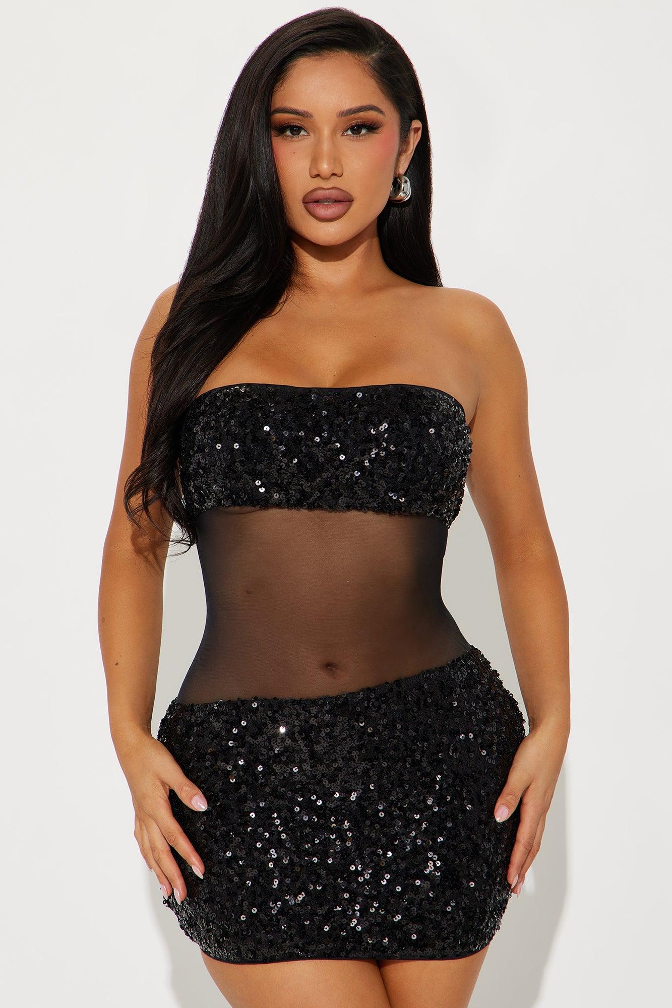 High Class Sequin Mini dress - Black Product Image