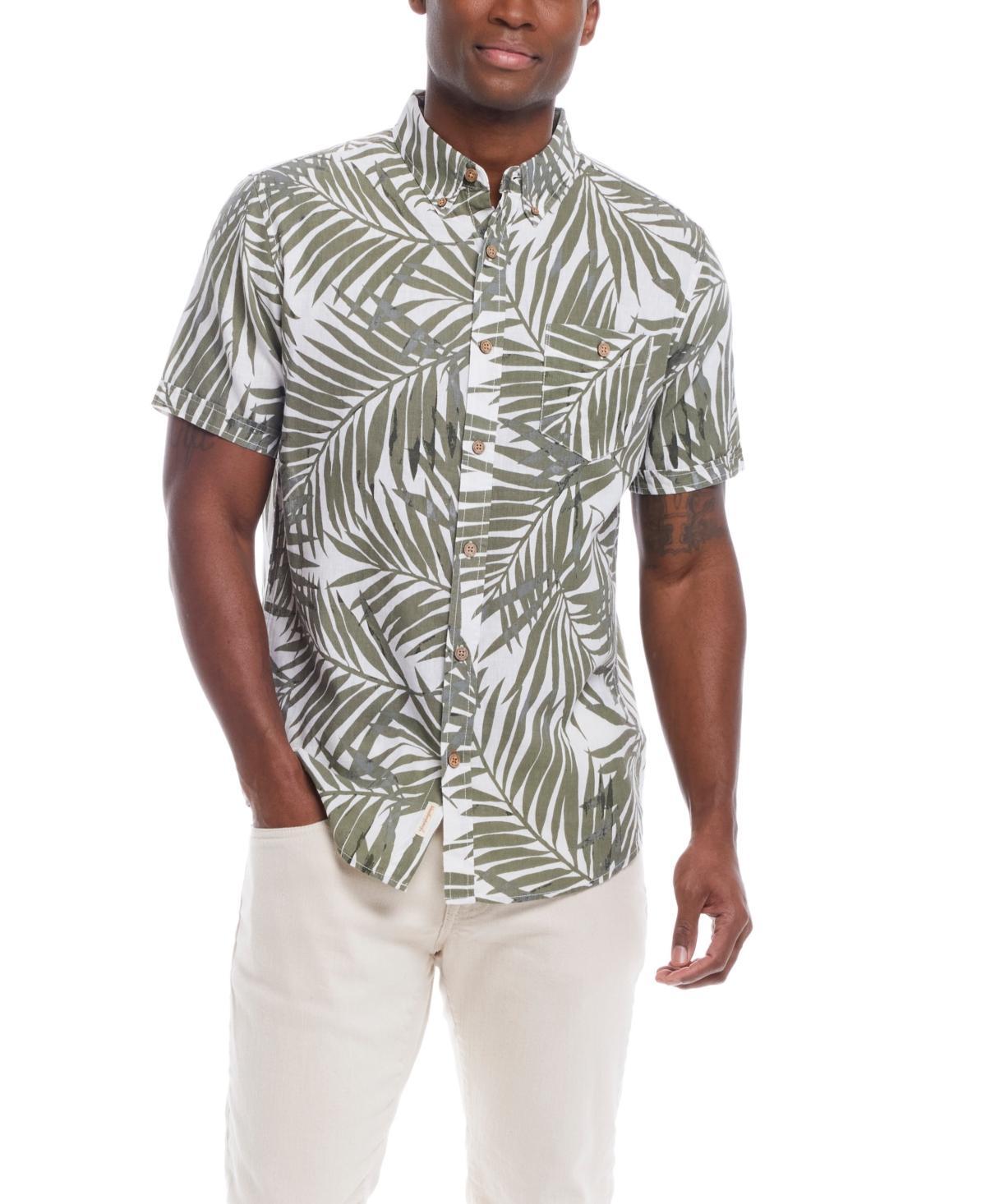 Weatherproof Vintage Mens Short Sleeve Print Linen Cotton Shirt Product Image