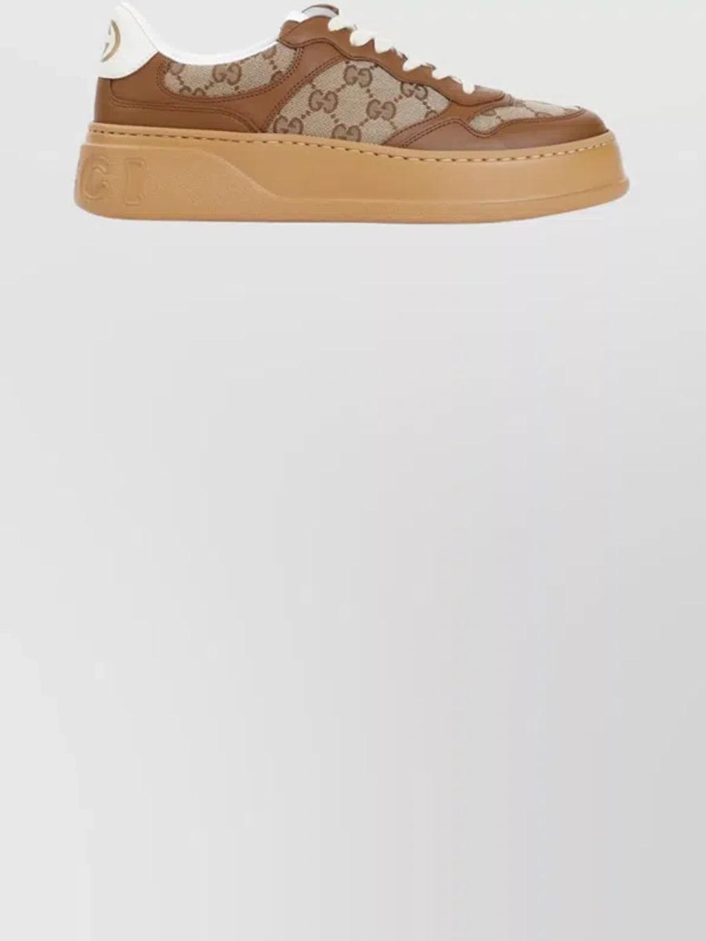 GUCCI Chunky B Leather Sneakers In Brown Product Image