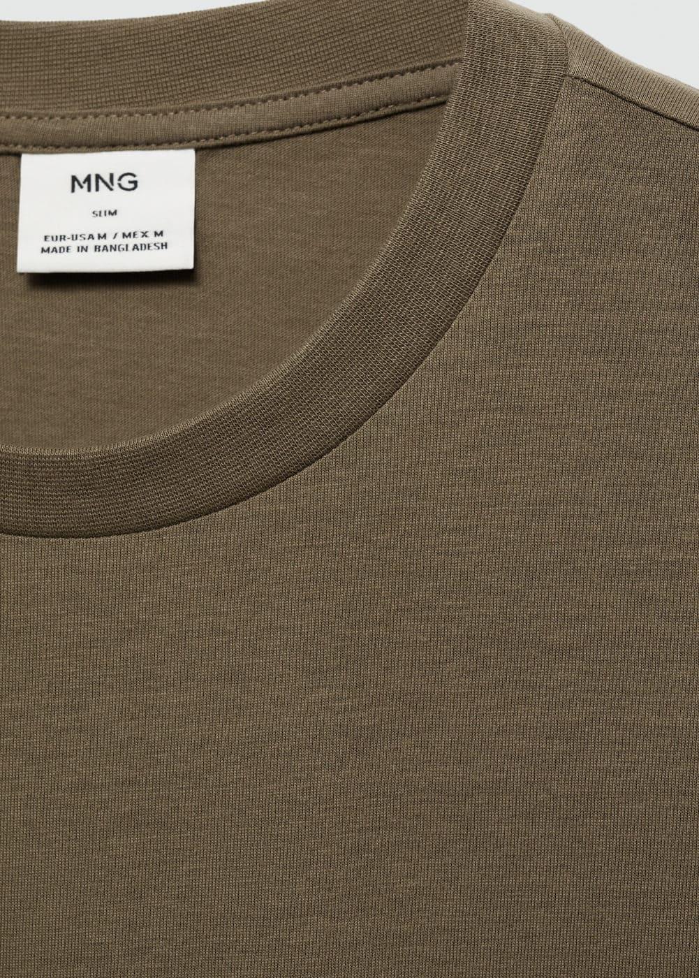 MANGO MAN - Basic cotton stretch T-shirt medium brownMen Product Image