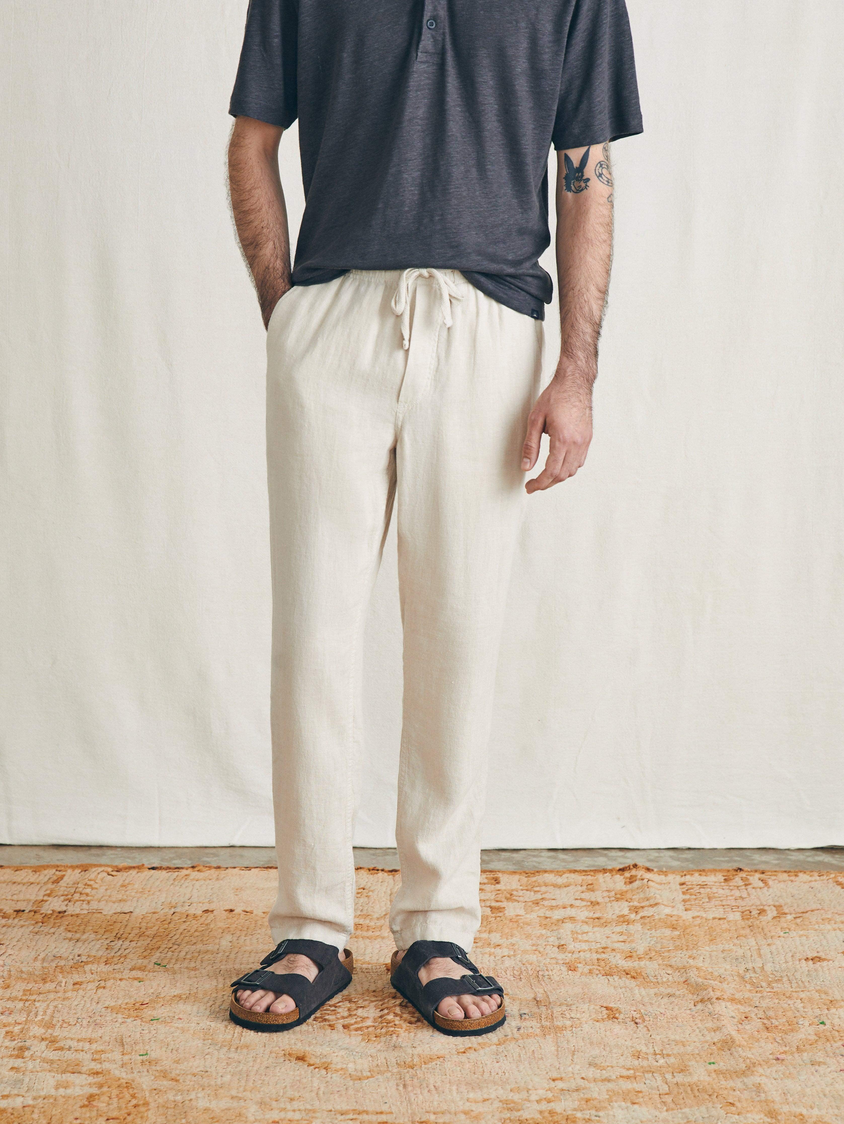 Linen Drawstring Pant - Weathered Sand Male Product Image