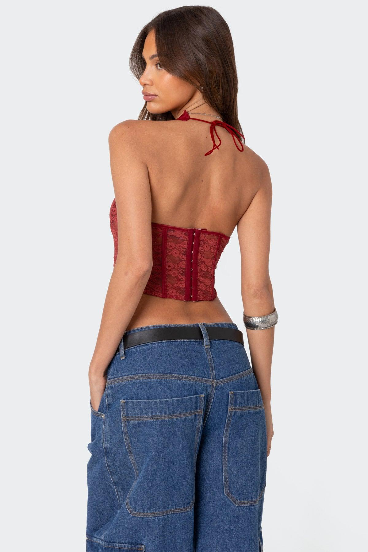 Chica Lace Halter Corset Product Image