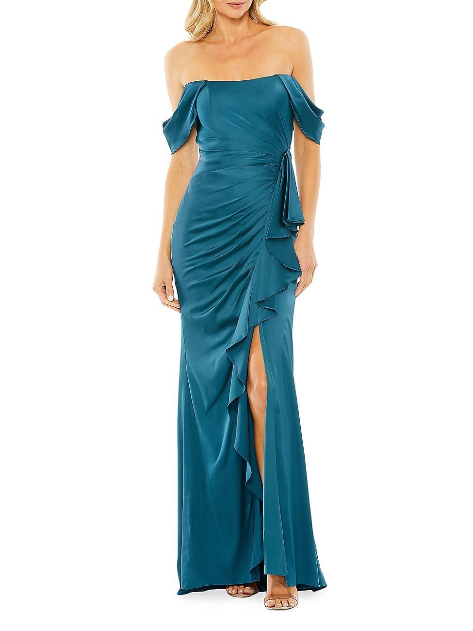 Mac Duggal Off the Shoulder Satin Gown Product Image