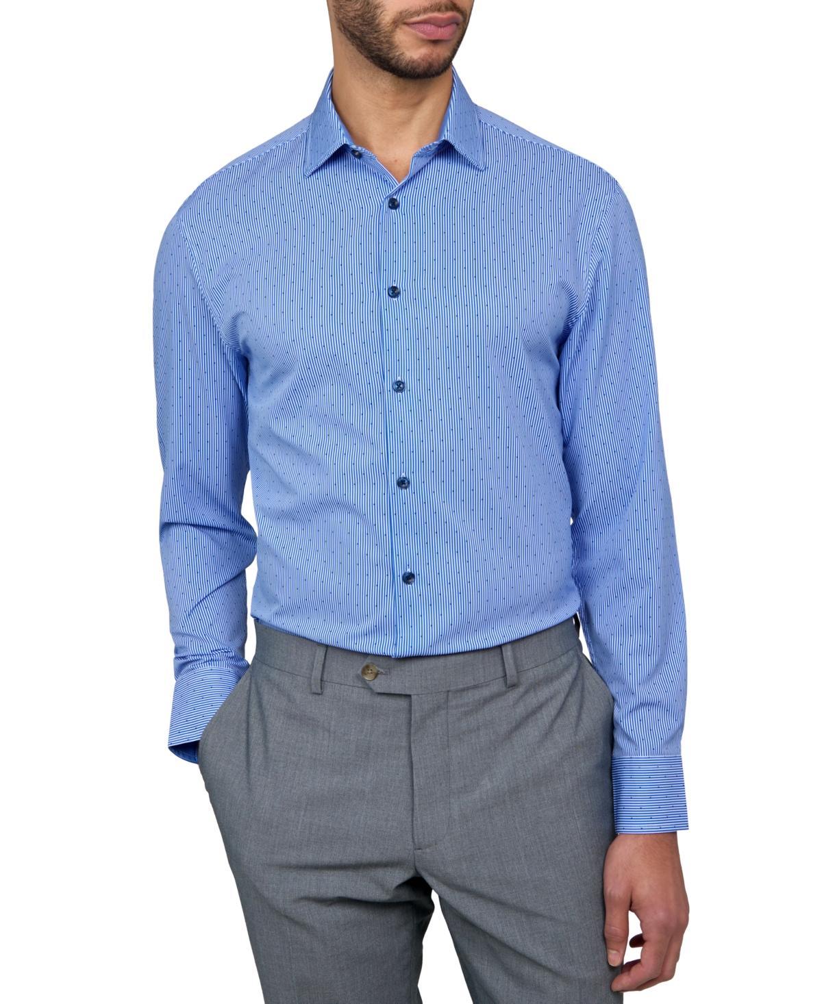 Mens Recycled Slim Fit Stripe Dot Performance Stretch Cooling Comfort Dress Shirt Product Image