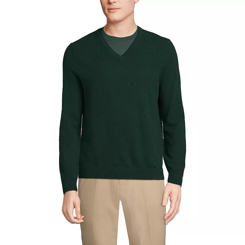 Mens Lands End Fine-Gauge Cashmere V-neck Sweater Product Image