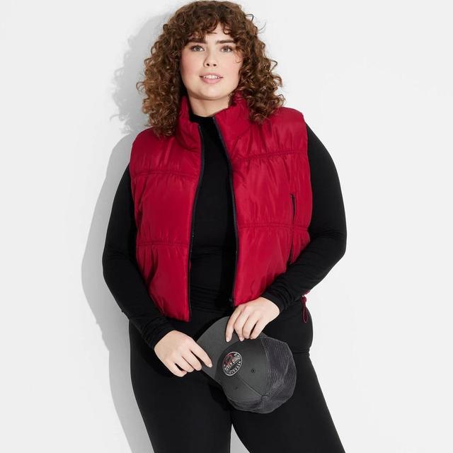 Womens Game Day Mock Turtleneck Puffer Vest - Wild Fable Maroon XXL Product Image