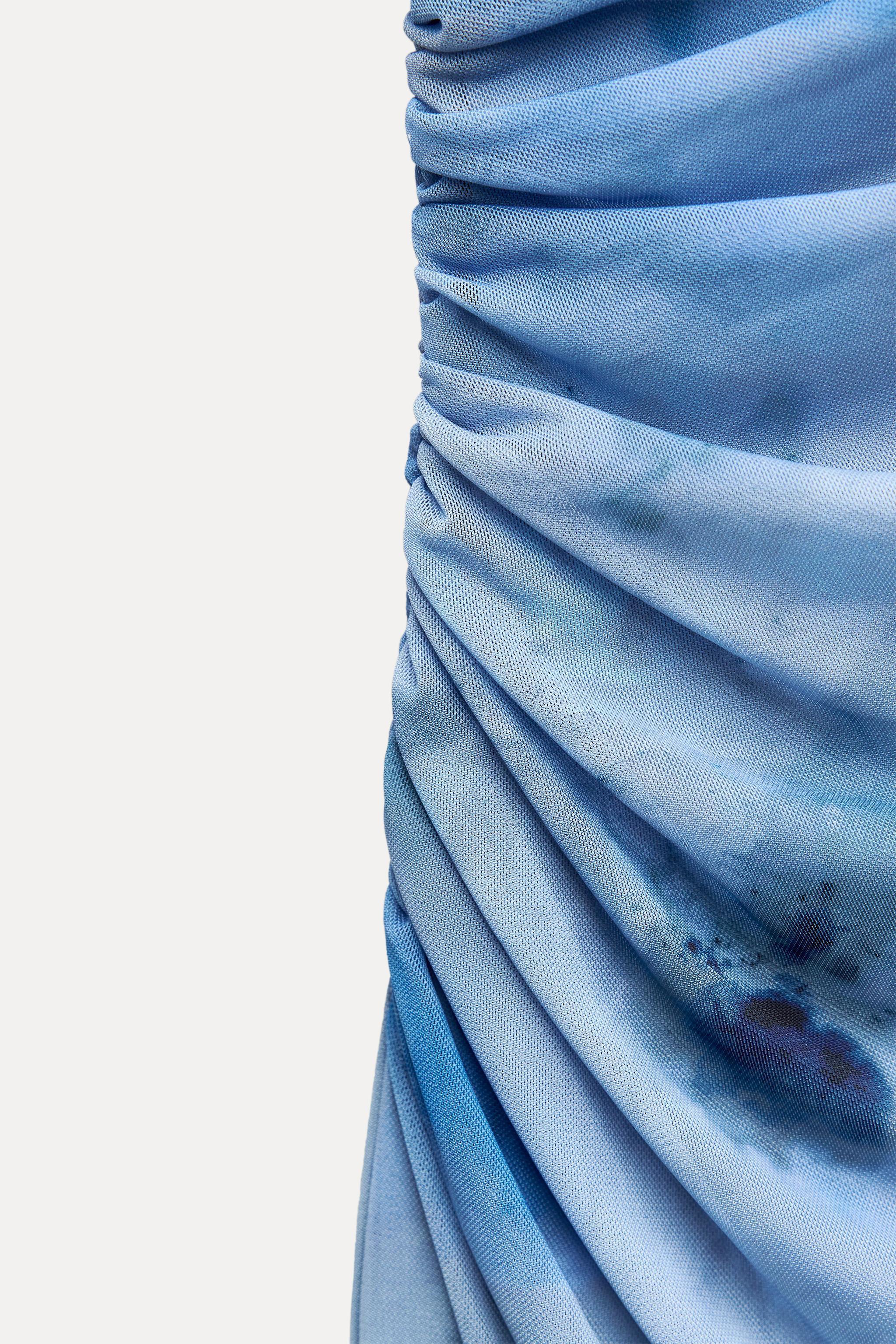 DRAPED PRINTED MIDI DRESS Product Image