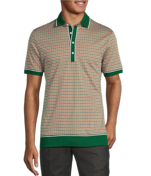 Murano Big & Tall Prehistoric Prep Collection Slim Fit Houndstooth Short Sleeve Polo Shirt Product Image