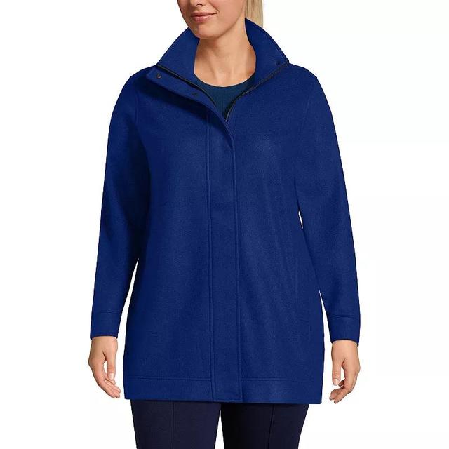 Plus Size Lands End Luxe Fleece Coat, Womens Deep Grey Product Image