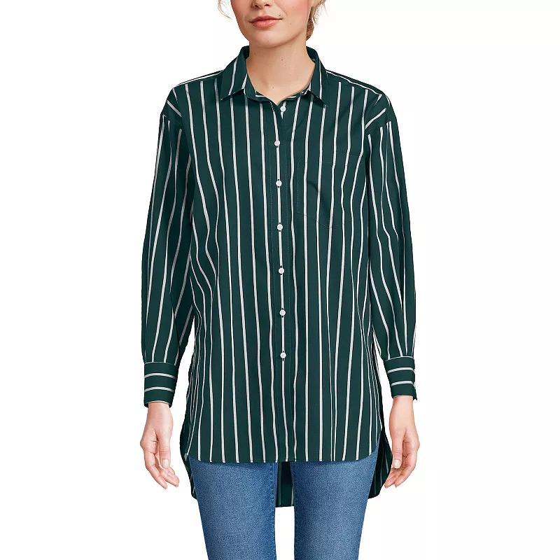 Womens Lands End No Iron Oversized Tunic Button Down Shirt Product Image