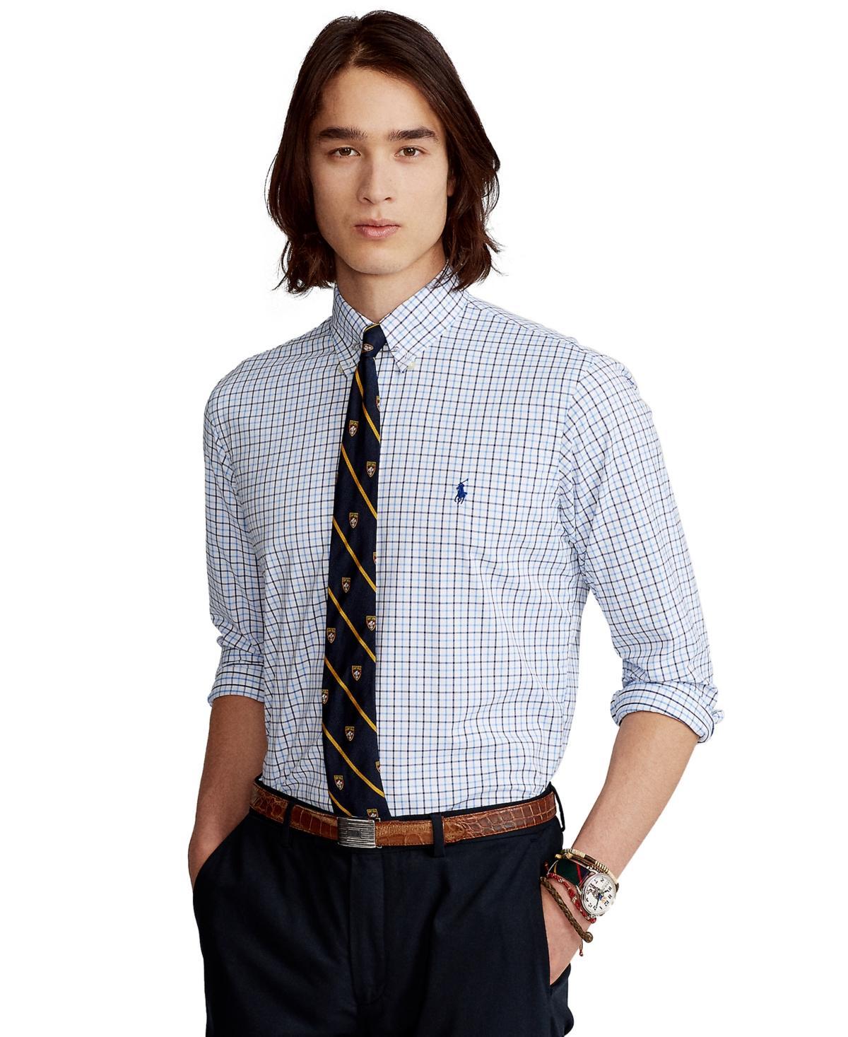 Polo Ralph Lauren Mens Classic-Fit Plaid Performance Shirt - White Product Image