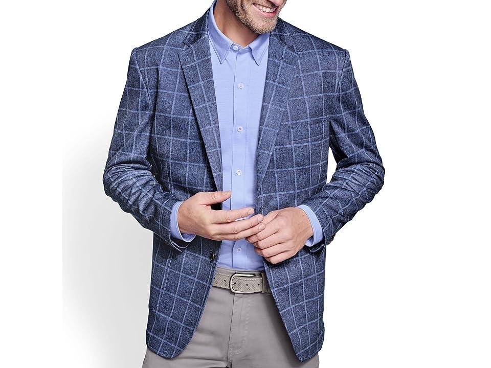 Johnston & Murphy Relaxed Knit Blazer (Blue Plaid) Men's Clothing Product Image