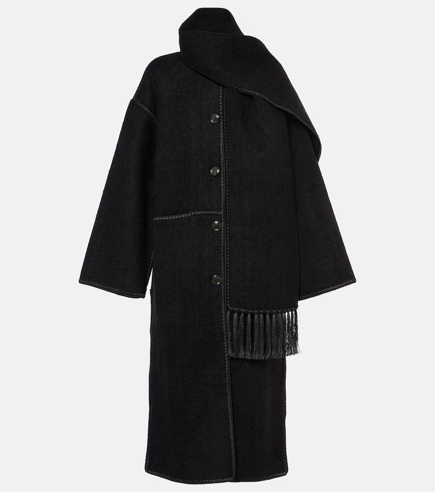 TOTÊME Embroidered Scarf Coat Black Product Image