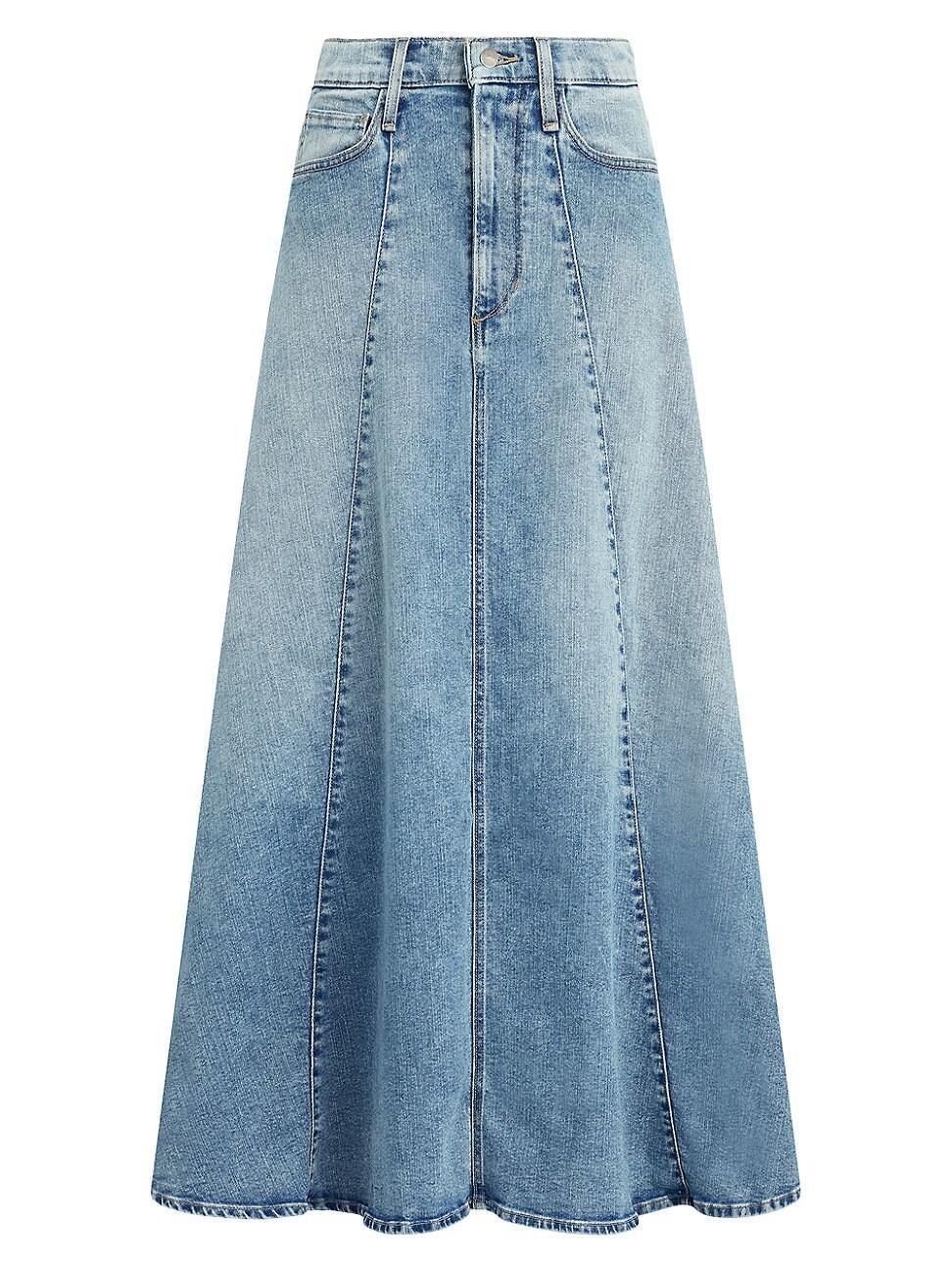 Womens Amelia Paneled Denim Maxi Skirt Product Image