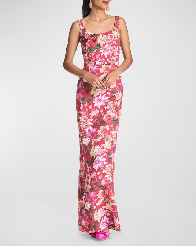 Lana Sleeveless Floral-Print Column Gown Product Image