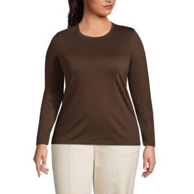 Plus Size Relaxed Supima Cotton Long Sleeve Crew Neck T-Shirt Product Image