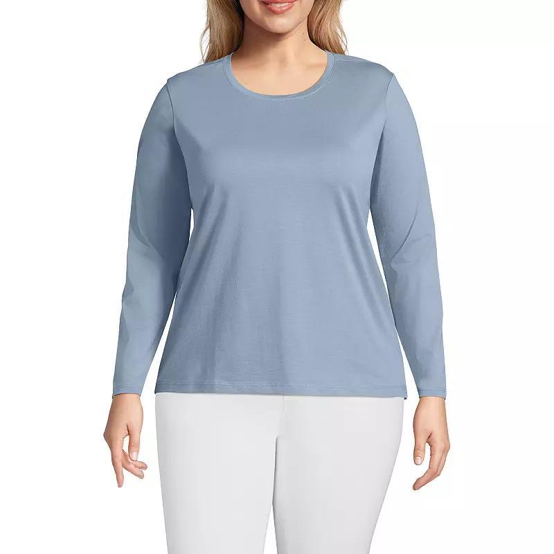 Plus Size Lands End Relaxed Supima Cotton Crewneck Tee, Womens Baltic Blue Product Image