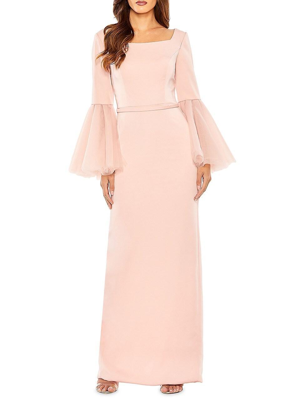 Womens Flounce-Sleeve Column Gown Product Image