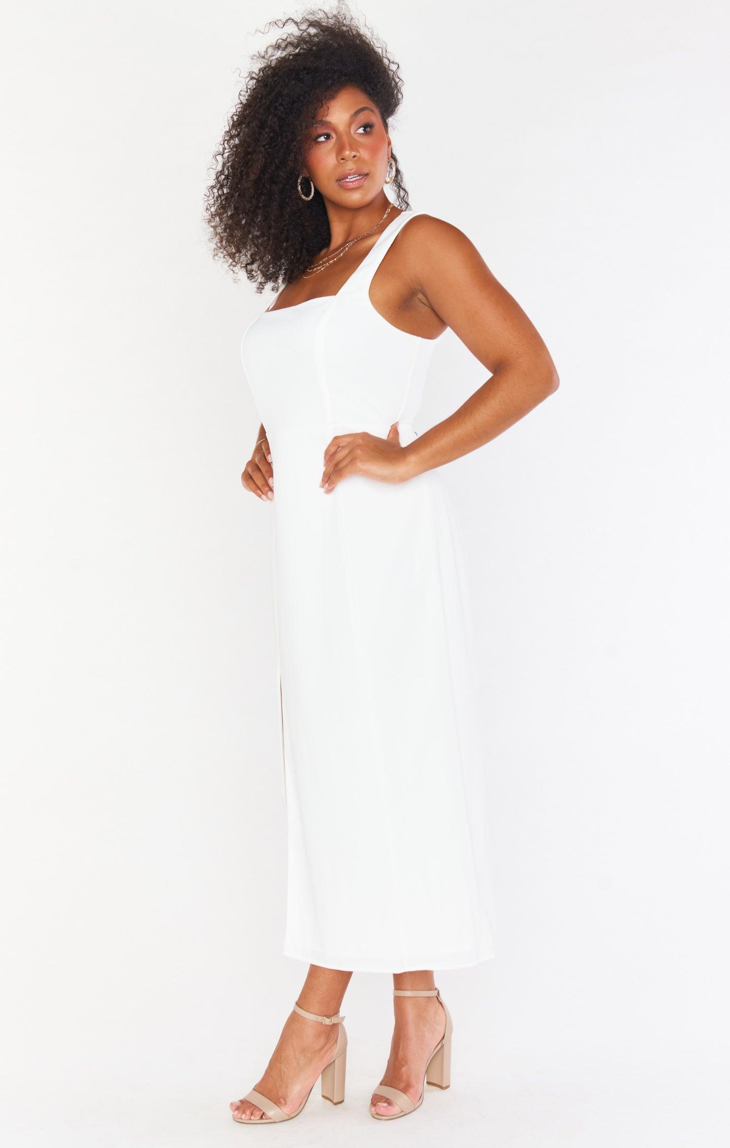 Eden Midi Dress ~ White Stretch Product Image