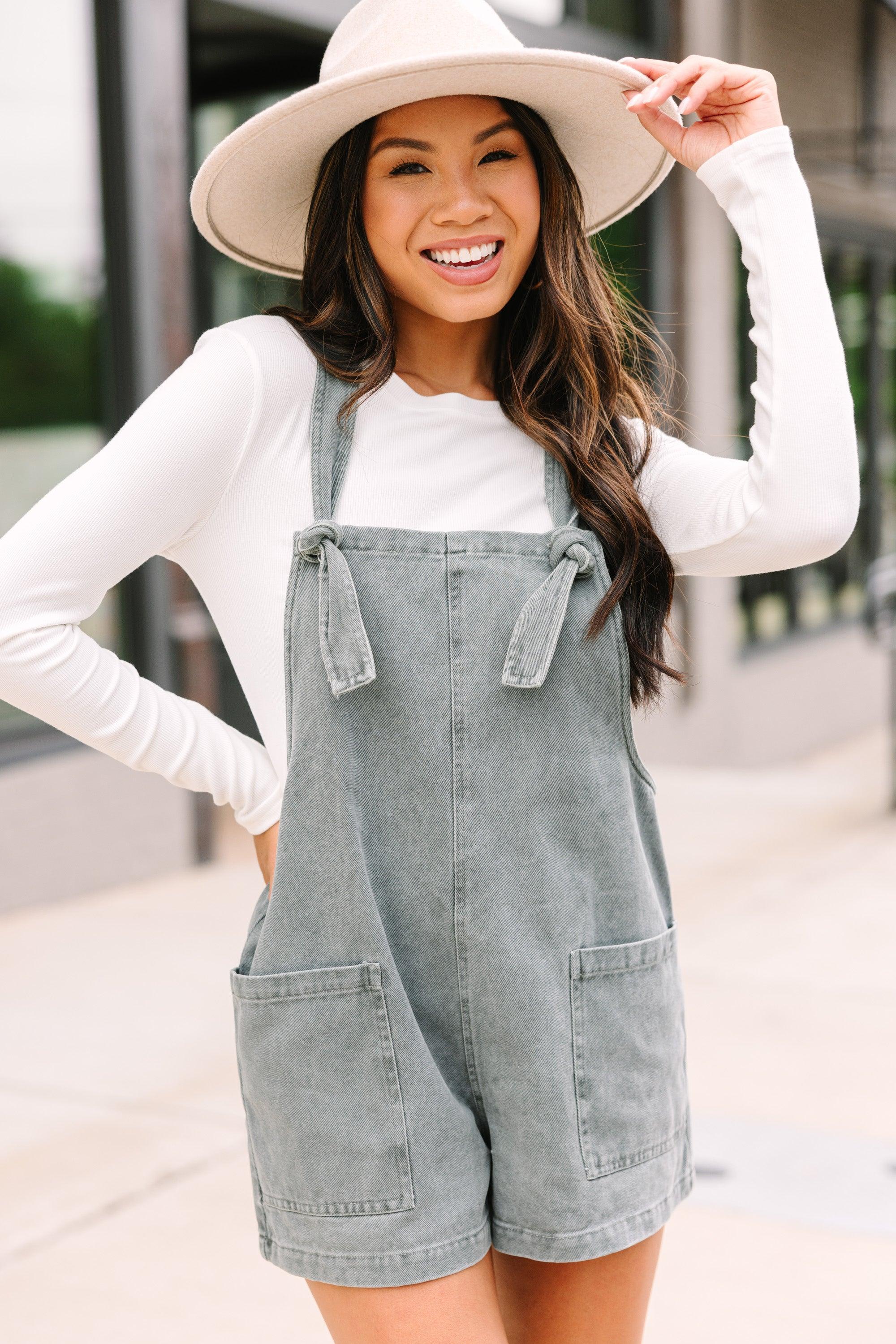 All You Can See Gray Denim Overalls Female Product Image