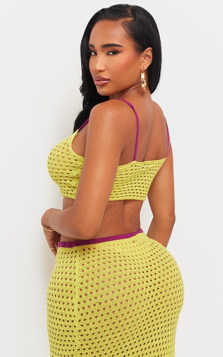 Shape Lime Knit Contrast Strappy Crop Top Product Image