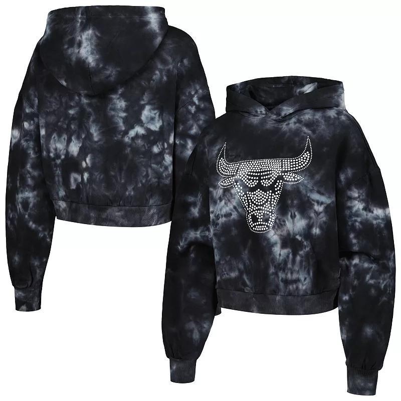 Womens The Wild Collective Chicago Bulls Tie-Dye Cropped Pullover Hoodie Product Image