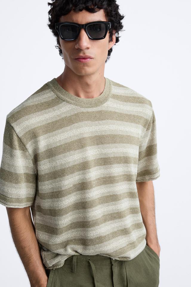 JACQUARD STRIPED KNIT T-SHIRT Product Image