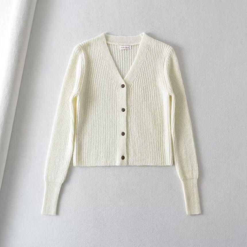 V-Neck Button-Up Cardigan Product Image