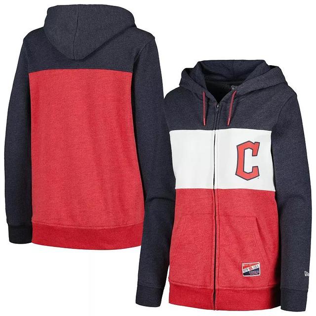 Womens New Era Navy Cleveland Guardians Color Block Full-Zip Hoodie Jacket Grd Blue Product Image