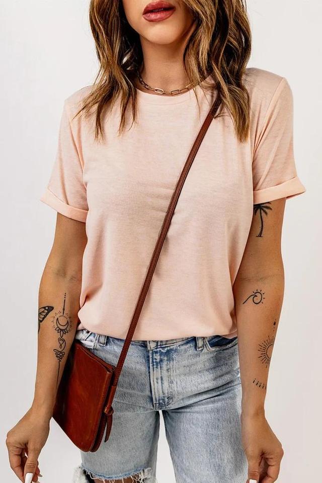 Olivia Mark – Crew Neck Tee, Solid Color Product Image