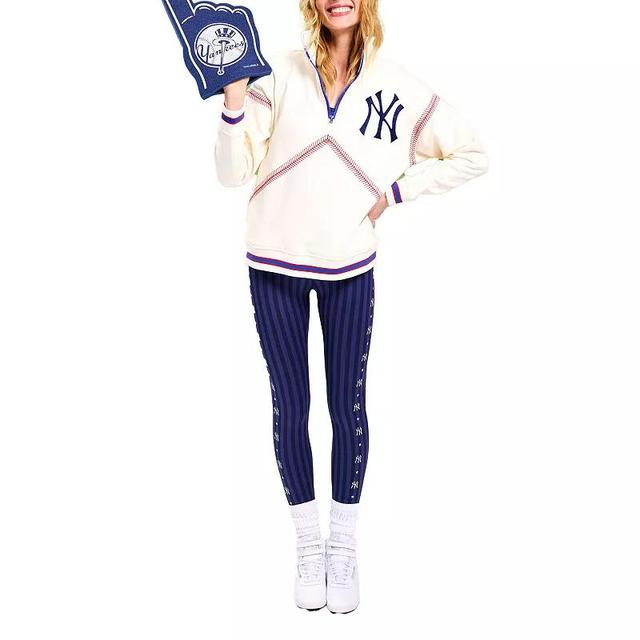 Womens Terez Cream New York Yankees Baseball Stitch Classic Quarter-Zip Top Product Image