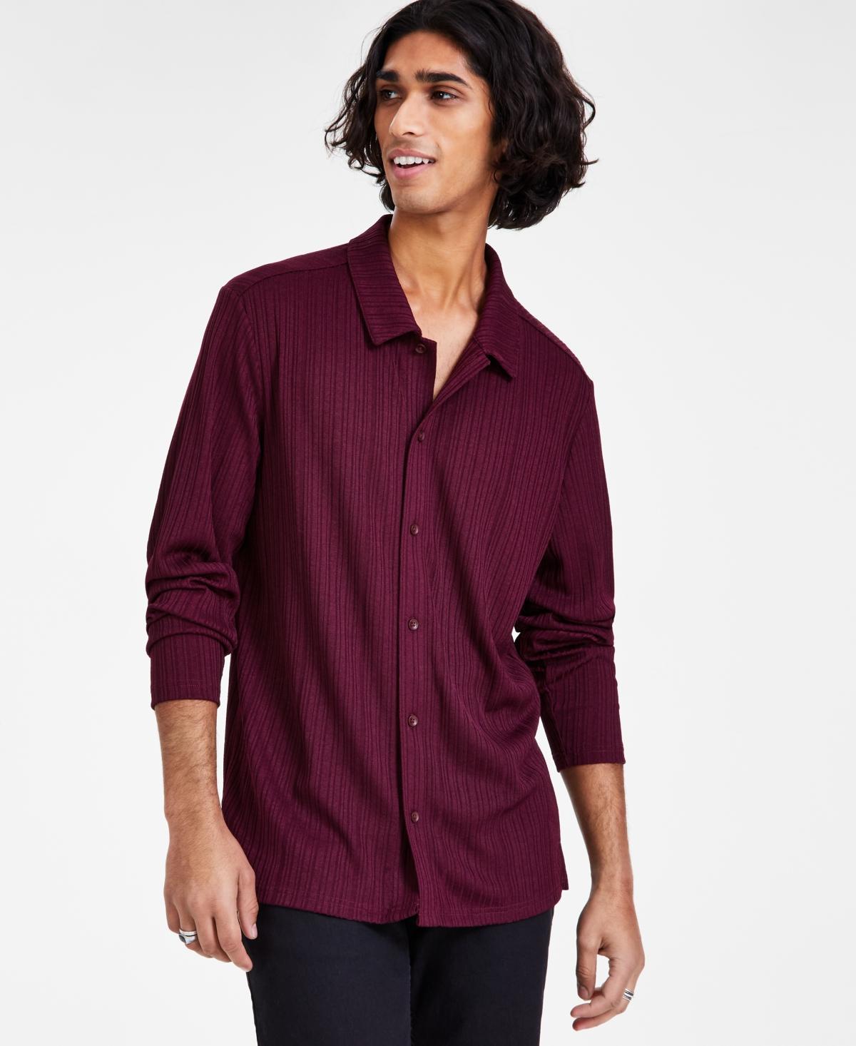 I.n.c. International Concepts Mens Regular-Fit Ribbed-Knit Button-Down Shirt, Created for Macys Product Image