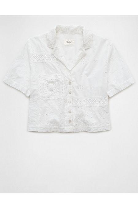 AE Cropped Eyelet Button-Up Shirt Women's Product Image