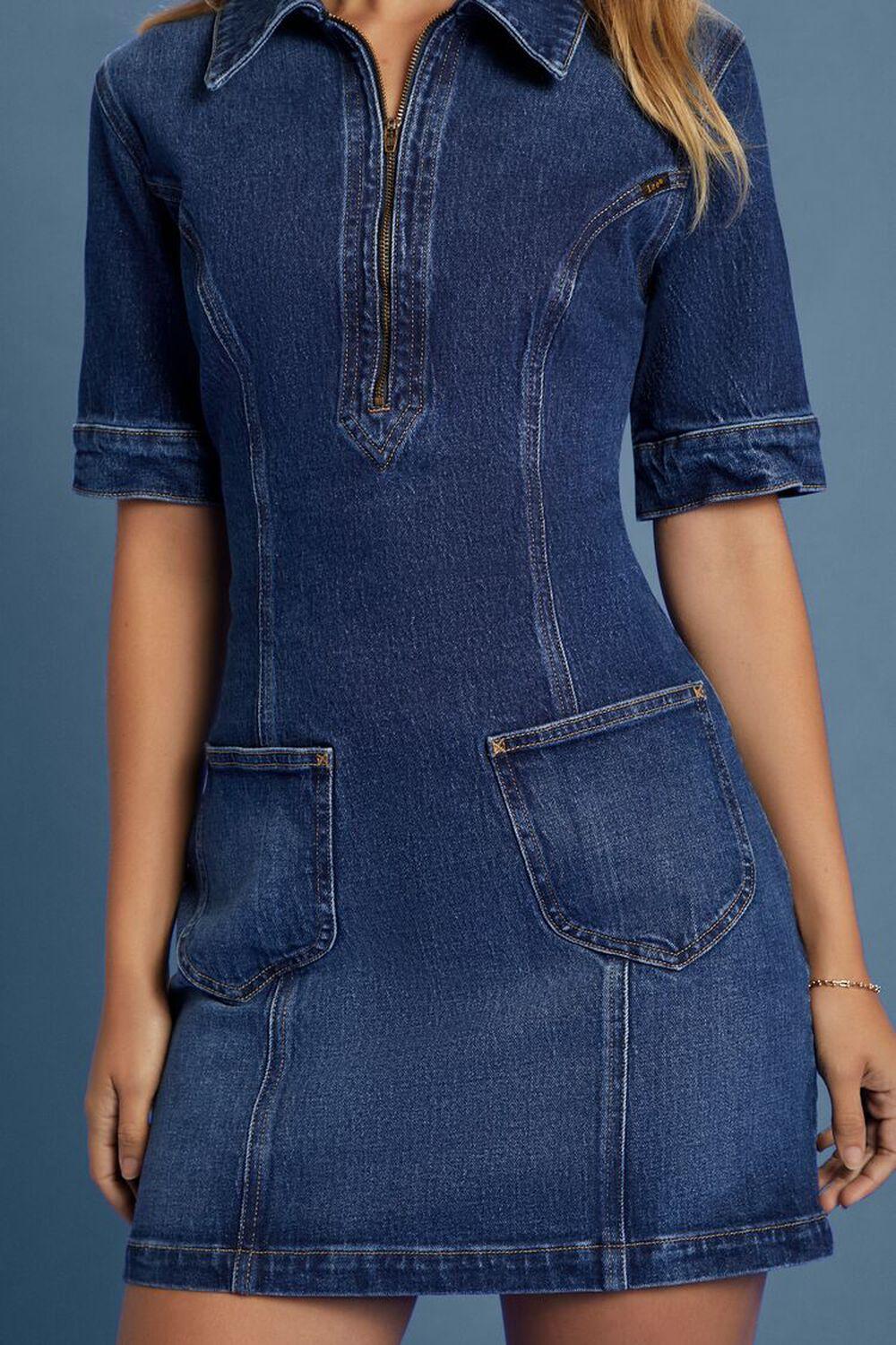 Lee Half-Zip Denim Mini Dress | Forever 21 Product Image