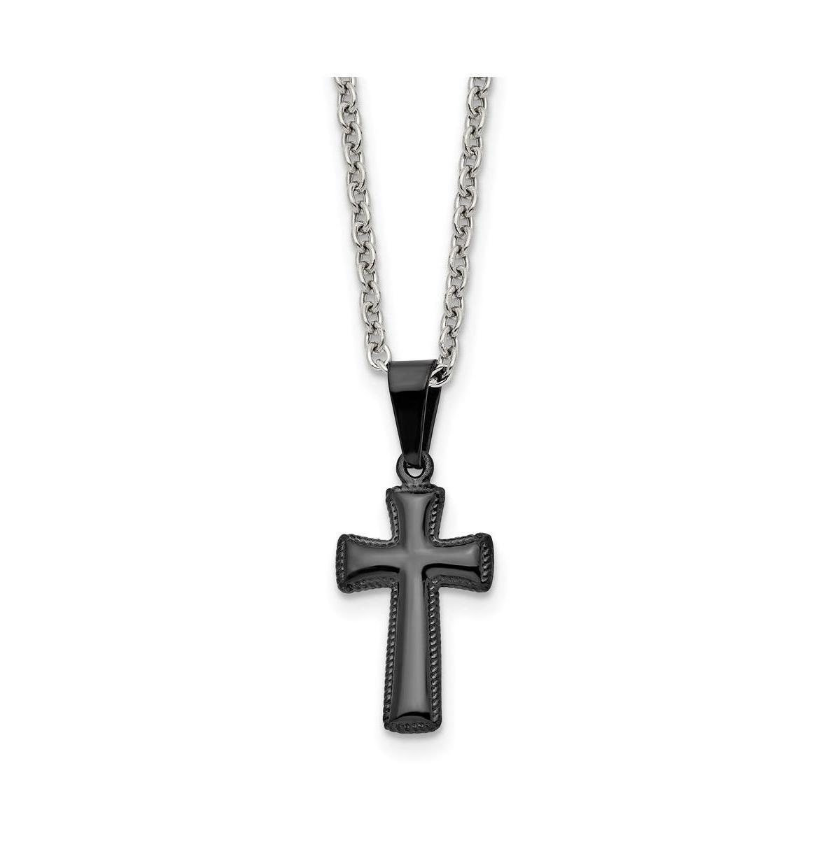 Chisel Black Ip-plated Small Pillow Cross Pendant Cable Chain Necklace Product Image